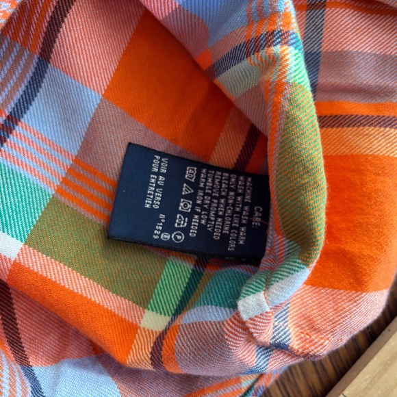 Ralph Lauren Blue Label Orange Flannel Button Down Top Sz 8 - Picture 8 of 9